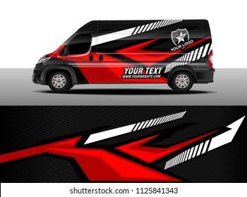 Cargo van decal, truck and car wrap vector, Graphic abstract stripe designs for wrap branding vehicle