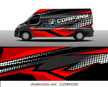 Cargo van decal, truck and car wrap vector, Graphic abstract stripe designs for wrap branding vehicle