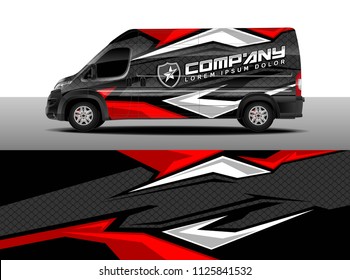 Cargo van decal, truck and car wrap vector, Graphic abstract stripe designs for wrap branding vehicle