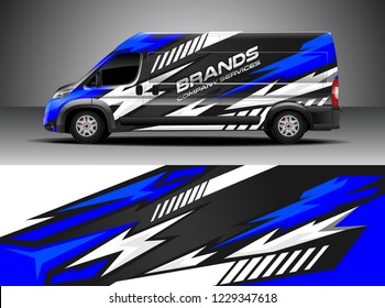 Cargo van decal, truck and car wrap vector, Graphic abstract stripe designs for wrap branding vehicle