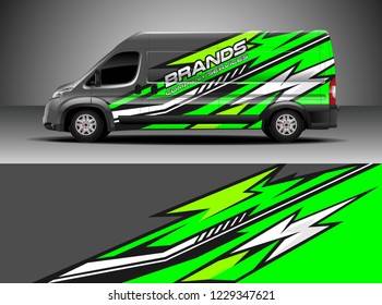 Cargo van decal, truck and car wrap vector, Graphic abstract stripe designs for wrap branding vehicle