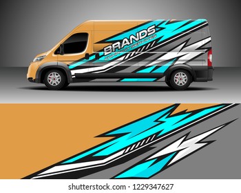 Cargo van decal, truck and car wrap vector, Graphic abstract stripe designs for wrap branding vehicle