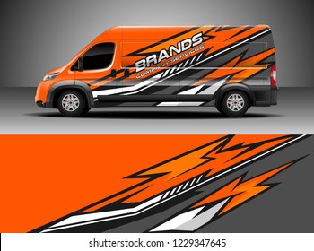 Cargo van decal, truck and car wrap vector, Graphic abstract stripe designs for wrap branding vehicle