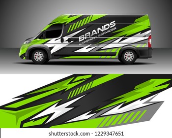 Cargo van decal, truck and car wrap vector, Graphic abstract stripe designs for wrap branding vehicle