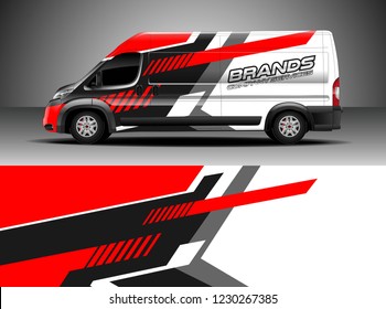 Cargo van decal, truck and car wrap vector, Graphic abstract stripe designs for wrap branding vehicle