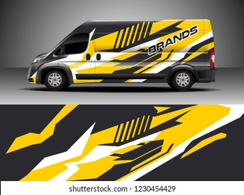 Cargo van decal, truck and car wrap vector, Graphic abstract stripe designs for wrap branding vehicle