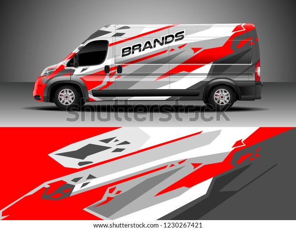 Cargo van decal, truck
and car wrap vector, Graphic abstract stripe designs for wrap
branding vehicle