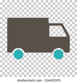 Cargo Van EPS vector pictogram. Illustration style is flat iconic bicolor grey and cyan symbol on chess transparent background.