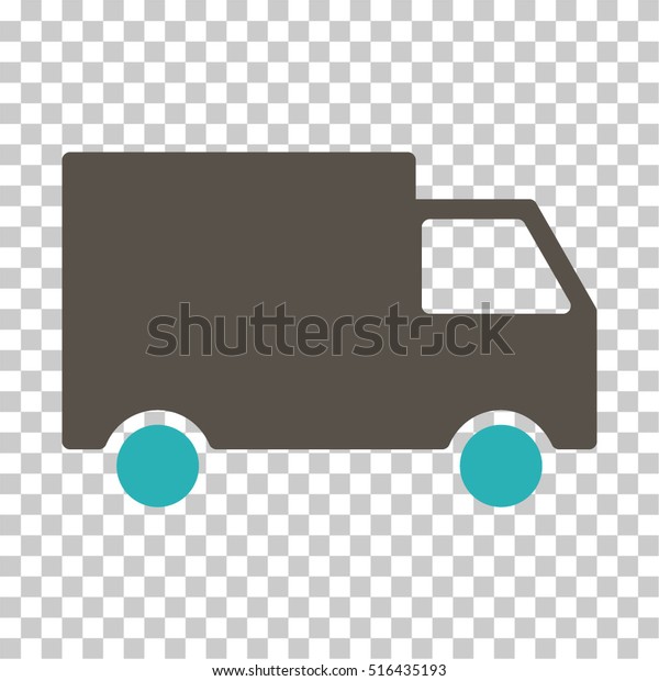 Cargo Van EPS vector pictogram. Illustration\
style is flat iconic bicolor grey and cyan symbol on chess\
transparent background.