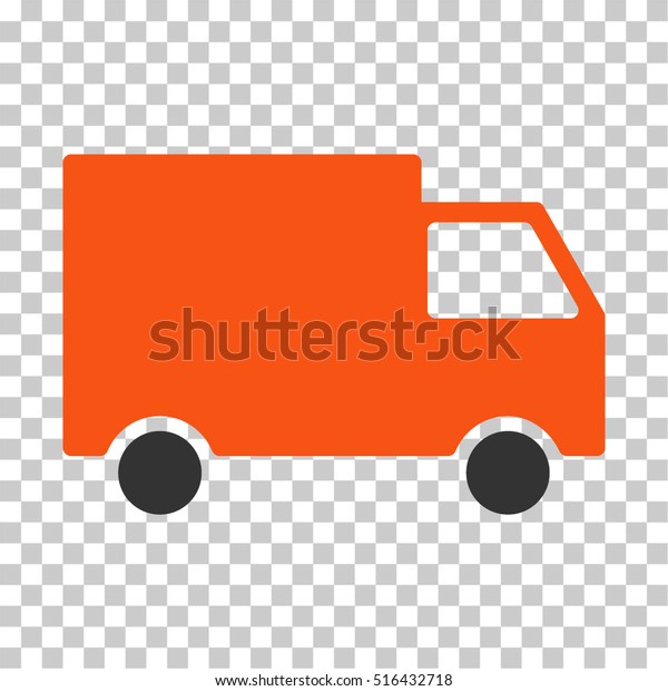 Cargo Van EPS vector pictograph. Illustration\
style is flat iconic bicolor orange and gray symbol on chess\
transparent background.