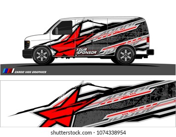 Cargo van graphic. abstract racing shape with modern camouflage design for vehicle vinyl wrap