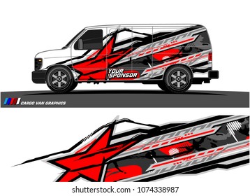 Cargo van graphic. abstract racing shape with modern camouflage design for vehicle vinyl wrap