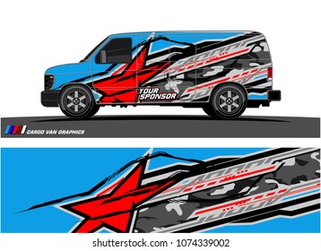 Cargo van graphic. abstract racing shape with modern camouflage design for vehicle vinyl wrap