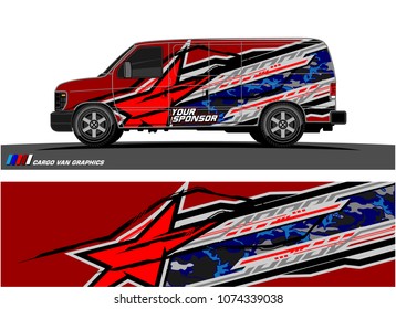 Cargo van graphic. abstract racing shape with modern camouflage design for vehicle vinyl wrap