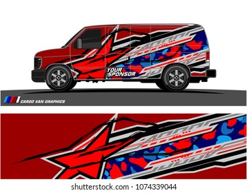 Cargo van graphic. abstract racing shape with modern camouflage design for vehicle vinyl wrap