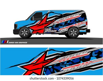 Cargo van graphic. abstract racing shape with modern camouflage design for vehicle vinyl wrap