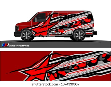 Cargo van graphic. abstract racing shape with modern camouflage design for vehicle vinyl wrap