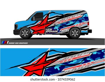 Cargo van graphic. abstract racing shape with modern camouflage design for vehicle vinyl wrap