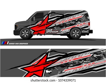 Cargo van graphic. abstract racing shape with modern camouflage design for vehicle vinyl wrap