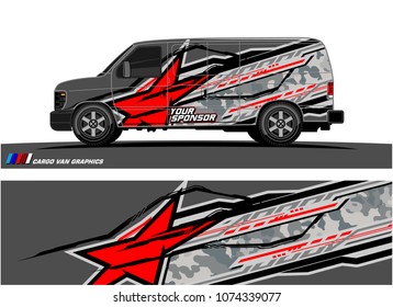 Cargo van graphic. abstract racing shape with modern camouflage design for vehicle vinyl wrap