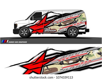Cargo van graphic. abstract racing shape with modern camouflage design for vehicle vinyl wrap