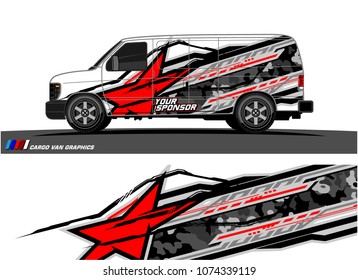 Cargo van graphic. abstract racing shape with modern camouflage design for vehicle vinyl wrap