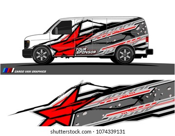 Cargo van graphic. abstract racing shape with modern camouflage design for vehicle vinyl wrap