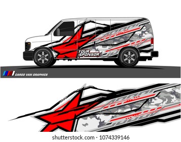 Cargo van graphic. abstract racing shape with modern camouflage design for vehicle vinyl wrap
