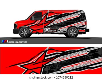 Cargo van graphic. abstract racing shape with modern camouflage design for vehicle vinyl wrap