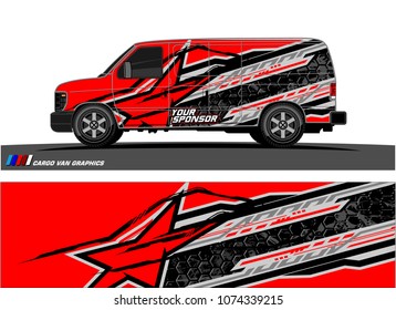 Cargo van graphic. abstract racing shape with modern camouflage design for vehicle vinyl wrap