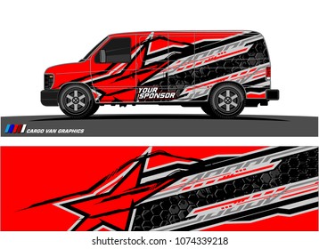 Cargo van graphic. abstract racing shape with modern camouflage design for vehicle vinyl wrap