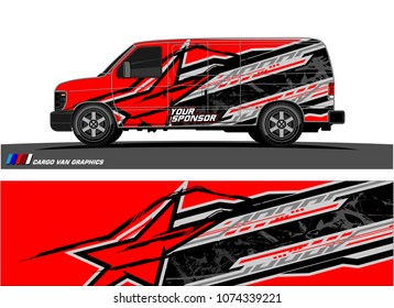 Cargo van graphic. abstract racing shape with modern camouflage design for vehicle vinyl wrap