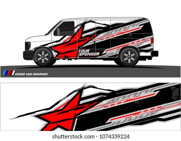 Cargo van graphic. abstract racing shape with modern camouflage design for vehicle vinyl wrap