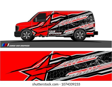 Cargo van graphic. abstract racing shape with modern camouflage design for vehicle vinyl wrap