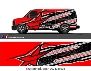 Cargo van graphic. abstract racing shape with modern camouflage design for vehicle vinyl wrap