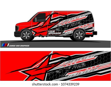 Cargo van graphic. abstract racing shape with modern camouflage design for vehicle vinyl wrap