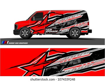 Cargo van graphic. abstract racing shape with modern camouflage design for vehicle vinyl wrap