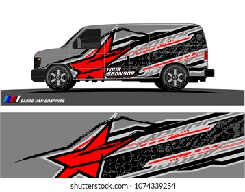 Cargo van graphic. abstract racing shape with modern camouflage design for vehicle vinyl wrap