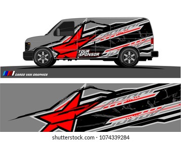 Cargo van graphic. abstract racing shape with modern camouflage design for vehicle vinyl wrap