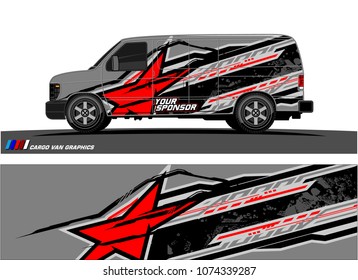 Cargo van graphic. abstract racing shape with modern camouflage design for vehicle vinyl wrap