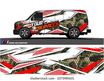 Cargo van graphic vector. abstract racing shape with modern camouflage design for vehicle vinyl wrap 
