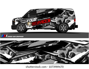 Cargo van graphic vector. abstract racing shape with modern camouflage design for vehicle vinyl wrap 
