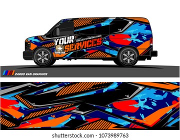 Cargo van graphic vector. abstract racing shape with modern camouflage design for vehicle vinyl wrap 

