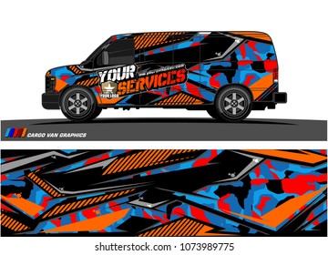 Cargo van graphic vector. abstract racing shape with modern camouflage design for vehicle vinyl wrap 
