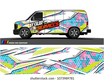 Cargo van graphic vector. abstract racing shape with modern camouflage design for vehicle vinyl wrap 
