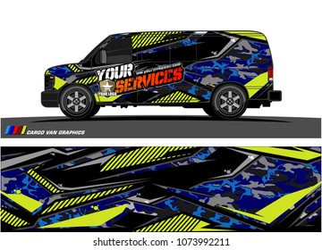 
Cargo van graphic vector. abstract racing shape with modern camouflage design for vehicle vinyl wrap 
