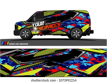 
Cargo van graphic vector. abstract racing shape with modern camouflage design for vehicle vinyl wrap 
