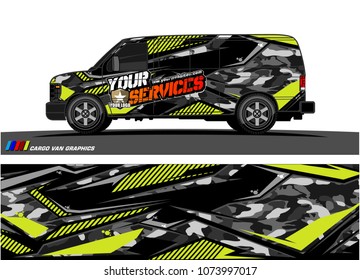 Cargo van graphic vector. abstract racing shape with modern camouflage design for vehicle vinyl wrap 

