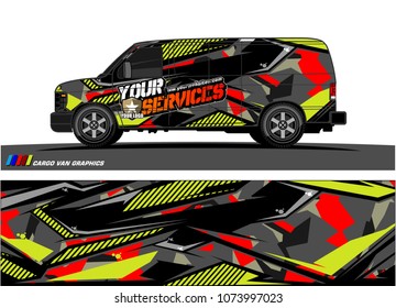 Cargo van graphic vector. abstract racing shape with modern camouflage design for vehicle vinyl wrap 

