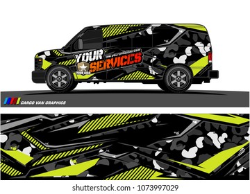 Cargo van graphic vector. abstract racing shape with modern camouflage design for vehicle vinyl wrap 

